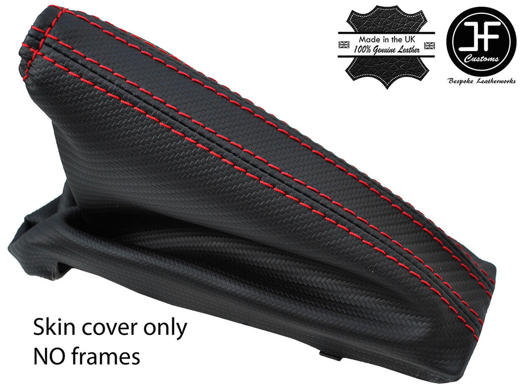 RED STITCH CARBON FIBER VINYL HANDBRAKE GAITER FOR VAUXHALL CORSA D 2006-2014