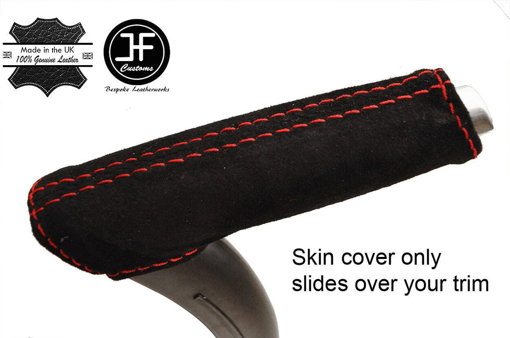 RED STITCH REAL SUEDE HANDBRAKE HANDLE COVER FITS AUDI A3 8P 04-12 CUSTOM NEW