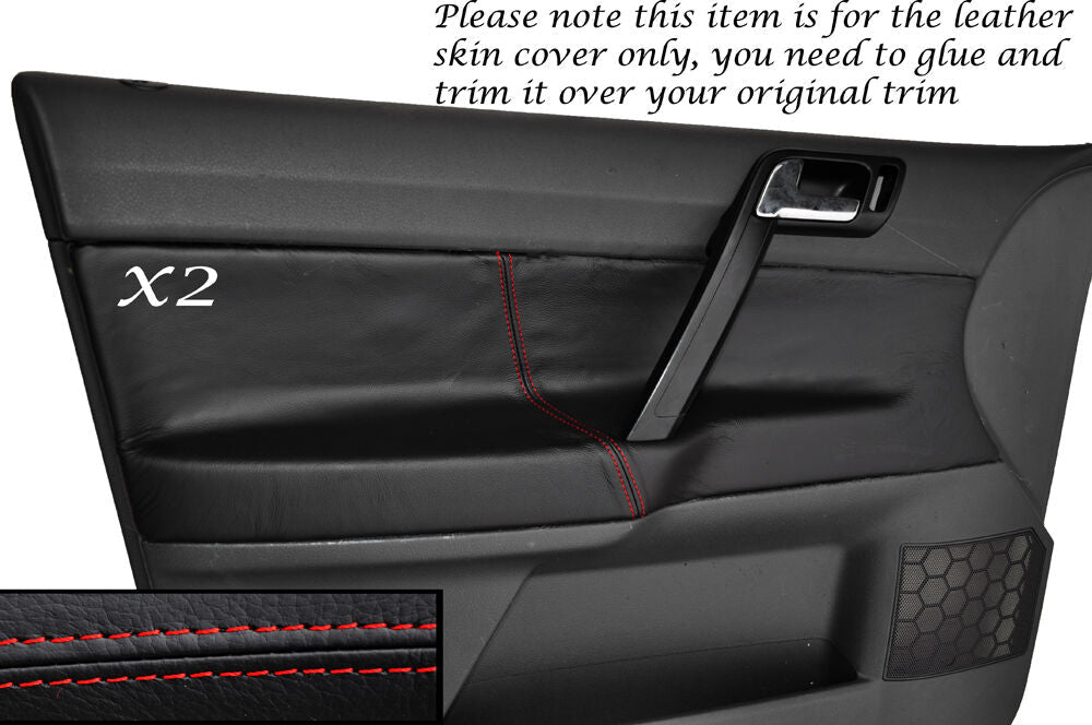 RED STITCH 2X FRONT MANUAL WINDOW DOOR CARD COVERS FITS VW POLO MK6 5 DOORS