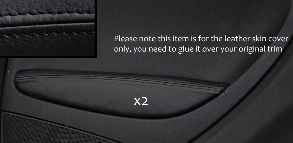 BLACK STITCH 2X REAR DOOR ARMREST SKIN COVERS FITS FIAT GRANDE PUNTO 05-11 3 DR