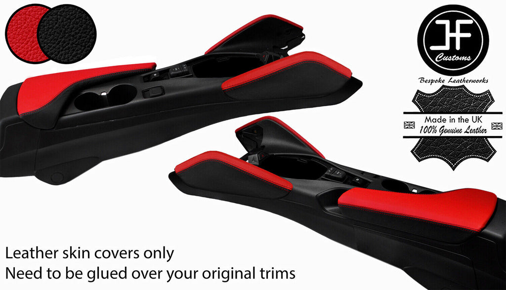 BLACK & RED 2X KNEE PAD LEATHER & ARMREST COVERS FOR CHEVROLET CAMARO 16-20