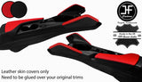 BLACK & RED 2X KNEE PAD LEATHER & ARMREST COVERS FOR CHEVROLET CAMARO 16-20
