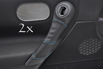 FITS RENAULT MEGANE  2002-2008 2X DOOR HANDLE COVERS blue stitching CUSTOM NEW