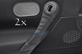 FITS RENAULT MEGANE  2002-2008 2X DOOR HANDLE COVERS blue stitching CUSTOM NEW