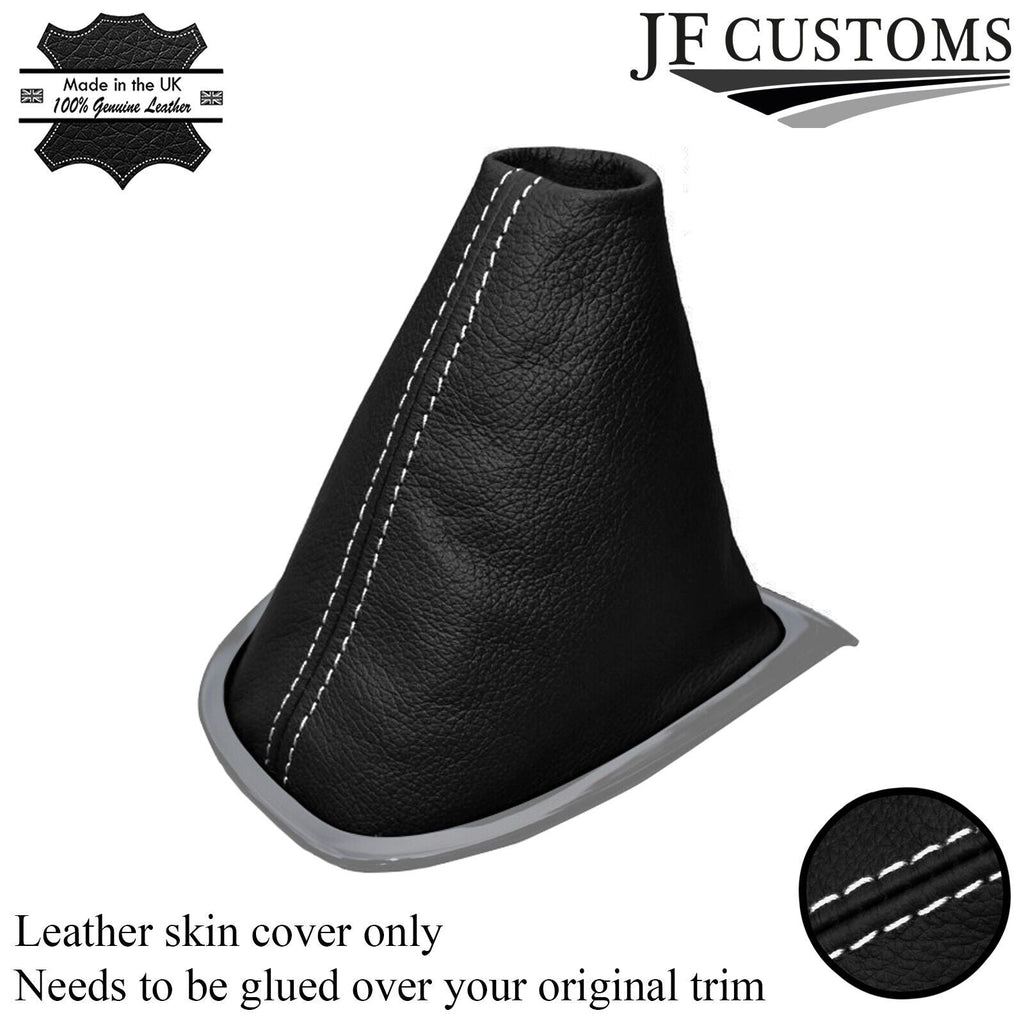 WHITE STITCHING MANUAL LEATHER GEAR GAITER FITS RENAULT CAPTUR 2013-2015