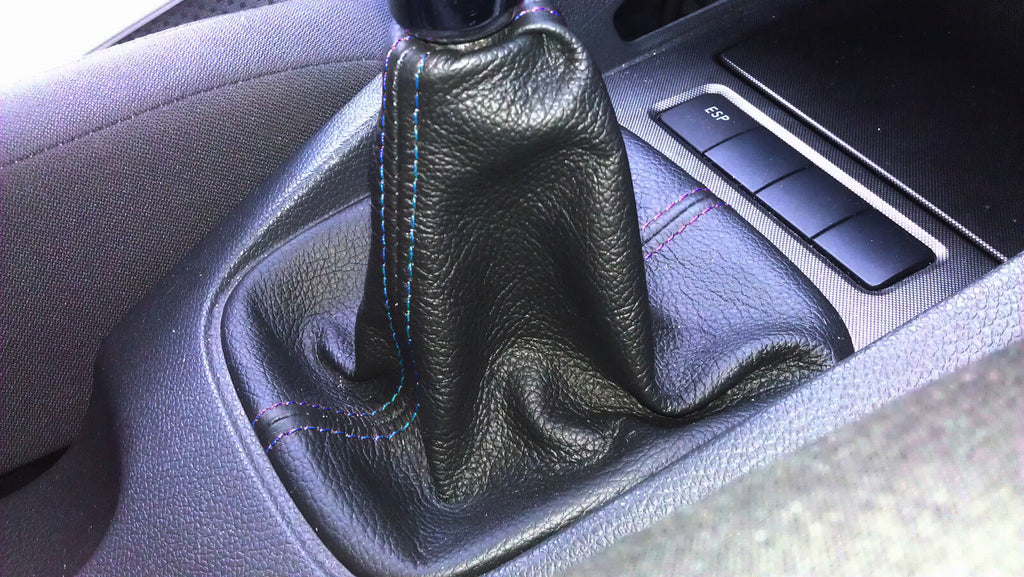BLUE STITCHING FITS VW GOLF MK5 5 IV & GTI 2003-2009 GEAR GAITOR LEATHER