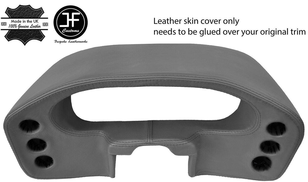 GREY REAL LEATHER SPEEDO DASH POD COVER FITS PORSCHE 928 1990-1995 CUSTOM NEW
