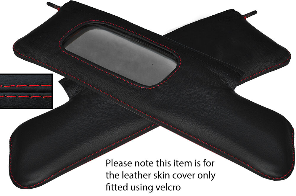 RED STITCHING 2X SUN VISORS LEATHER SKIN COVERS FITS TRIUMPH TR6 1969-1976