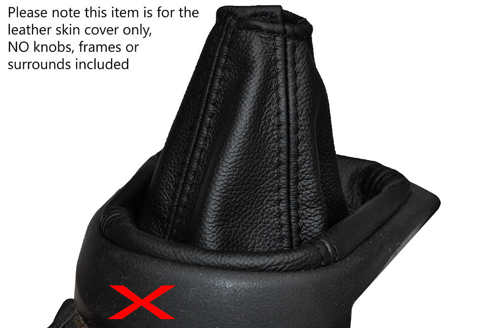 BLACK STITCHING MANUAL LEATHER GEAR GAITER FITS PEUGEOT 4007 2007-2015