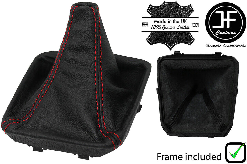 RED  STITCH LEATHER GEAR GAITER+PLASTIC FRAME FITS MERCEDES C CLASS W205 14-20