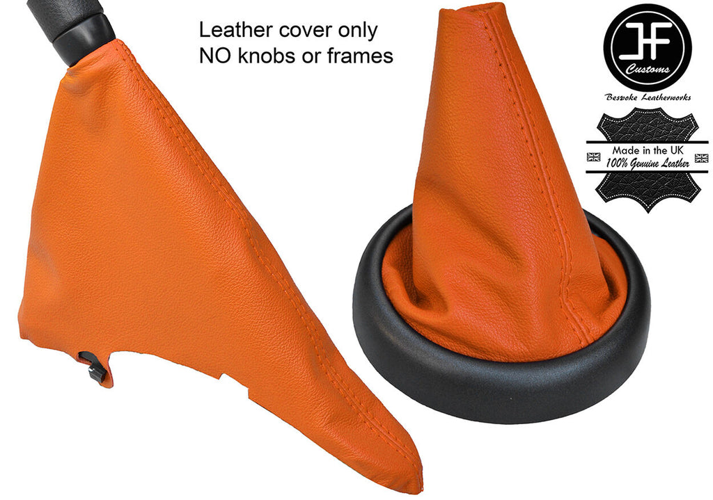ORANGE TOP GRAIN LEATHER GEAR & HANDBRAKE GAITER FITS BMW MINI R50 R52 R53 01-06