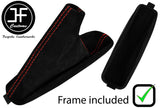 RED STITCH SUEDE HANDBRAKE GAITER + PLASTIC FRAME FOR BMW 3 SERIES E46 99-05