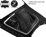 BLACK & BLACK STRIPE REAL LEATHER AUTOMATIC GEAR GAITER FOR INFINITI Q50 13-17