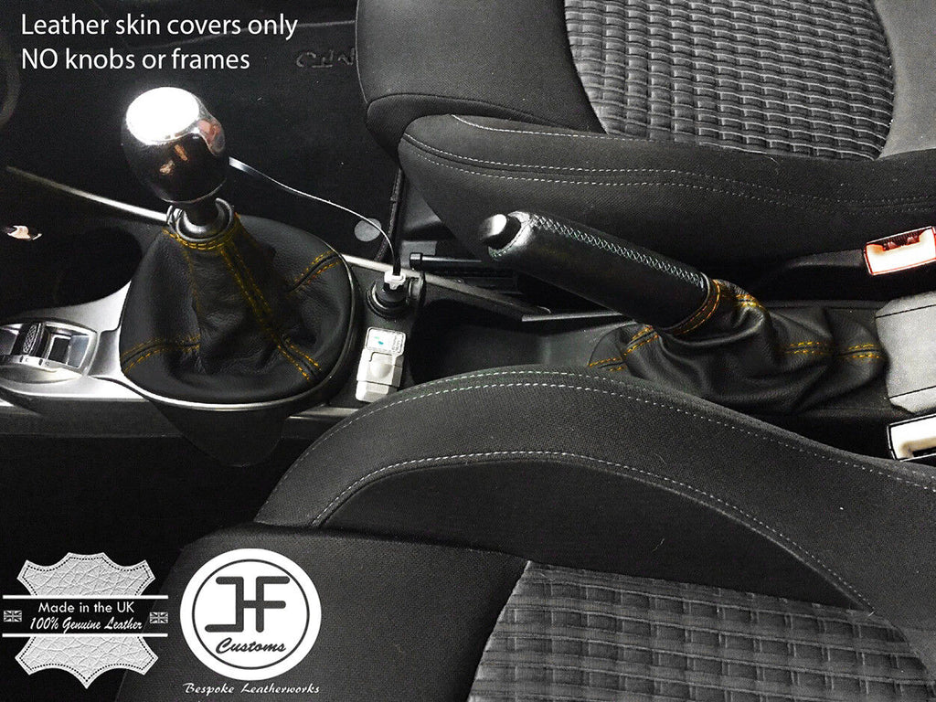 YELLOW STITCH TOP GRAIN LEATHER GEAR-HANDBRAKE GAITER FOR ALFA ROMEO MITO 08-17