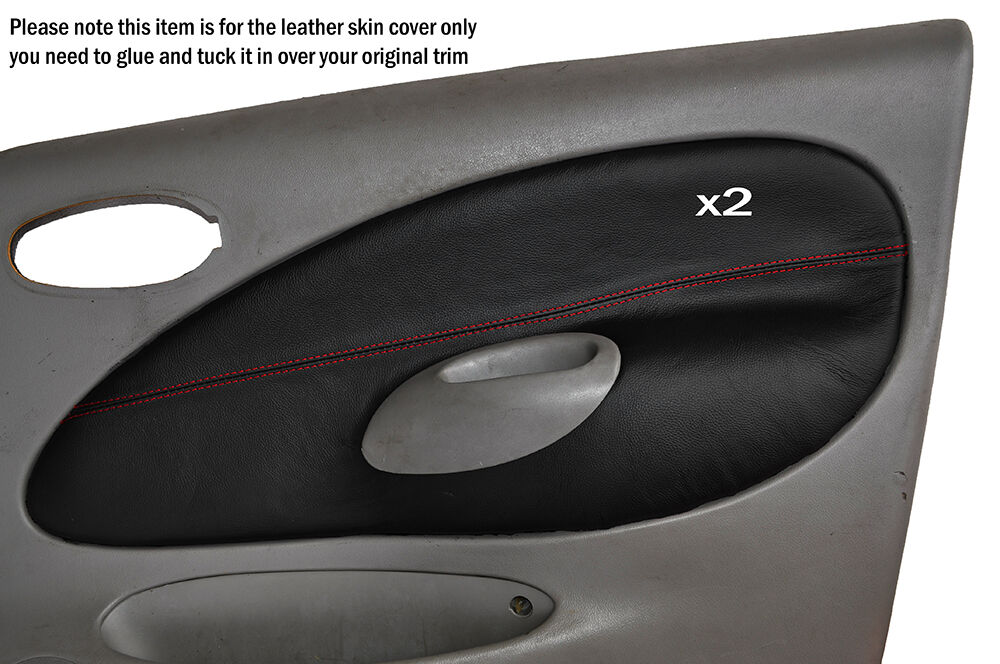 RED STITCH 2X FRONT DOOR CARD SKIN COVERS FITS FORD FIESTA MK4 MK5 95-02 5 DR