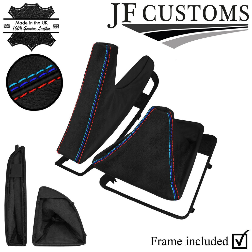 TRI STITCH MANUAL GEAR HANDBRAKE SET + PLASTIC FRAMES FOR BMW E81 E82 E87 E88