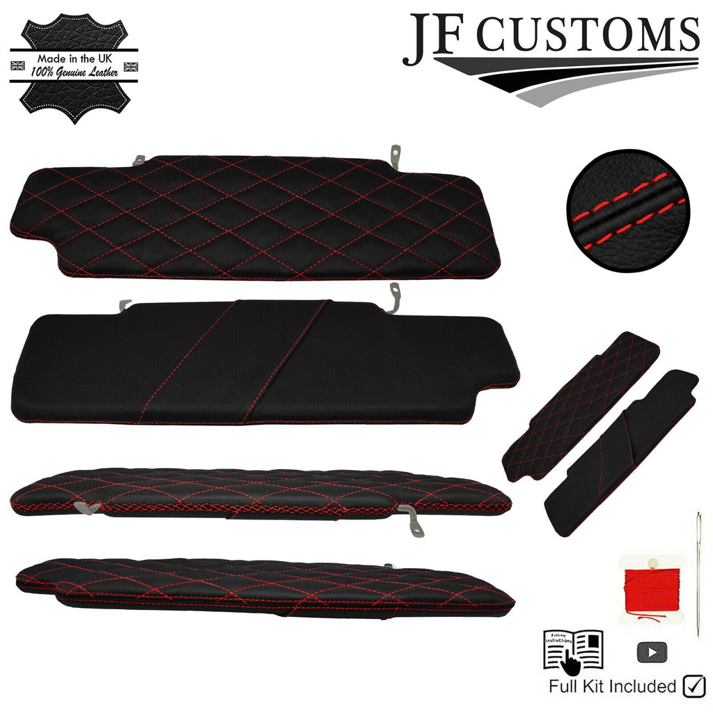 JF2 RED CROSS DIAMOND STITCH 2X SUN VISOR COVERS FOR LAND ROVER DEFENDER 07-14