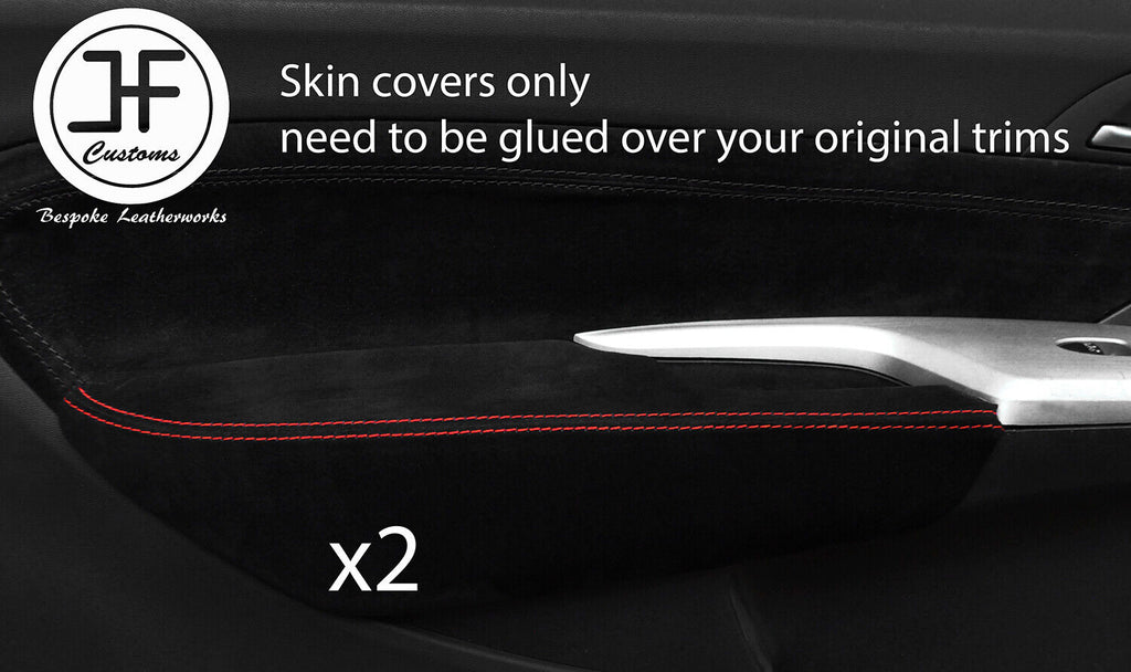 RED STITCH 2X DOOR ARMREST SUEDE COVER FOR HONDA CIVIC TYPE R 06-12 STYLE2 3D