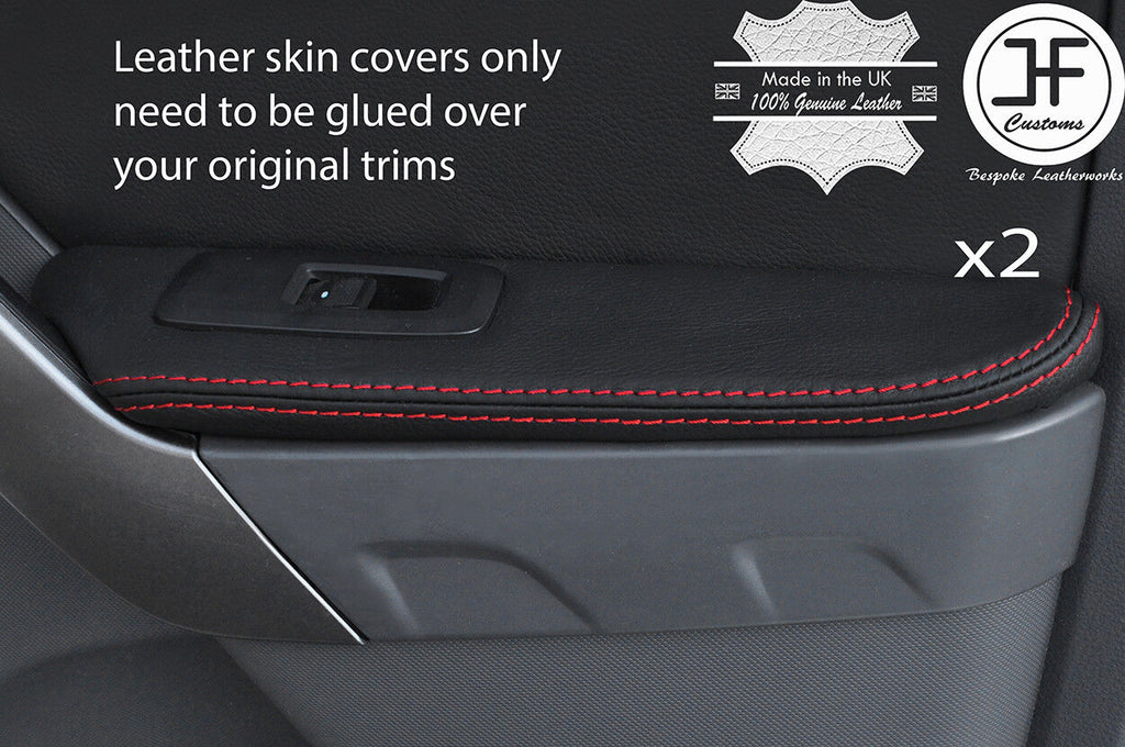 RED STITCHING 2X REAR DOOR ARMREST LEATHER COVERS FITS FORD RANGER 2012-2017
