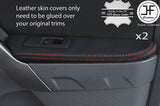 RED STITCHING 2X REAR DOOR ARMREST LEATHER COVERS FITS FORD RANGER 2012-2017