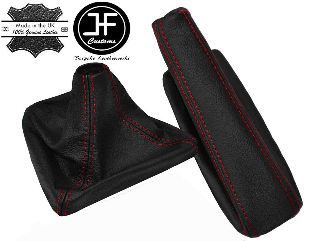 RED STITCH FOR BMW 1 SERIES E81 E82 E87 E88 07-12 LEATHER GEAR HANDBRAKE SET