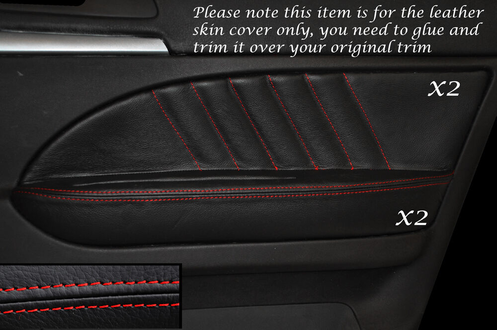 RED STITCH 2X FRONT DOOR CARD TRIM LEATHER COVERS FITS ALFA ROMEO 159 05-12