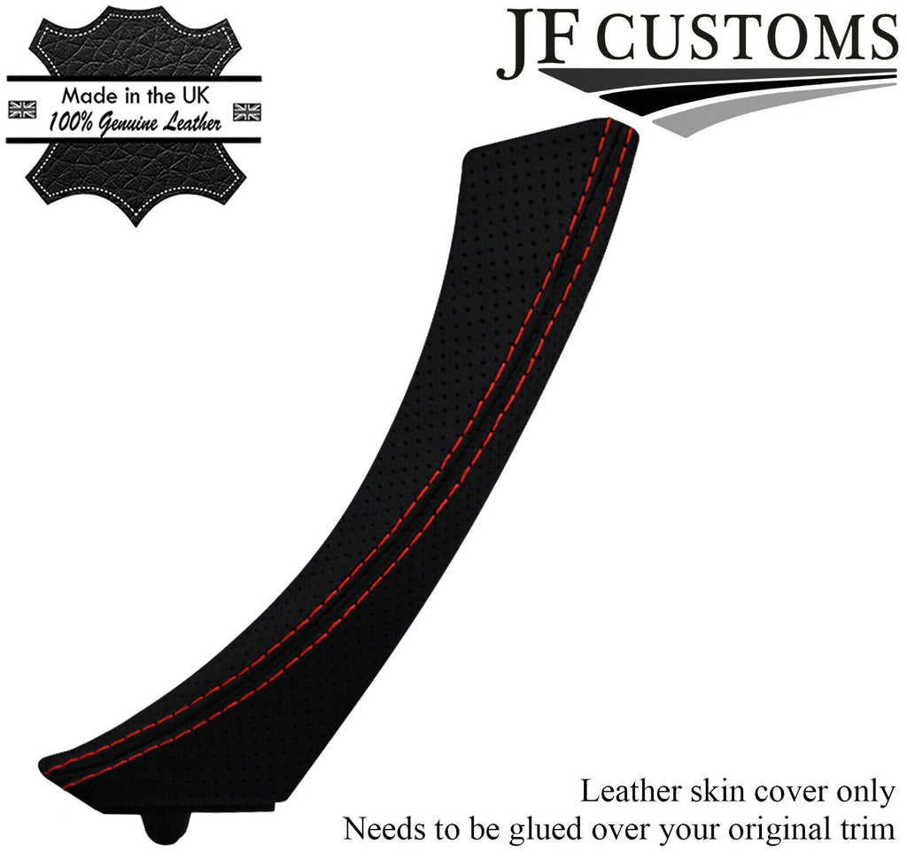 RED STITCH PERFORATED LEATHER 1X FRONT DOOR HANDLE COVER FOR BMW E90 E91 E92 E93