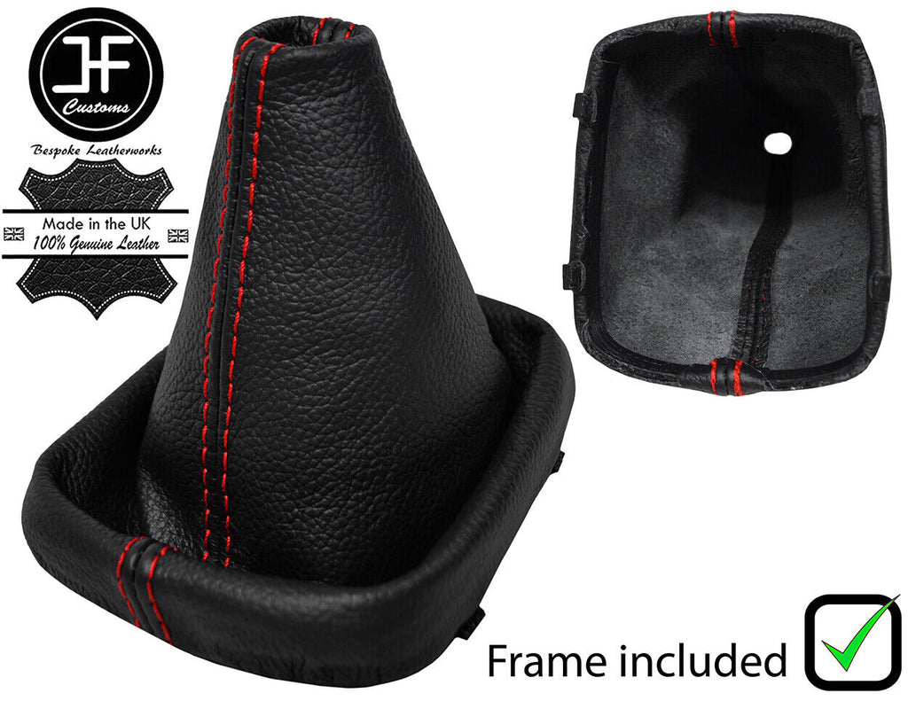 RED STITCH LEATHER MANUAL GEAR GAITER+PLASTIC FRAME FITS AUDI A3 8P 2004-2012