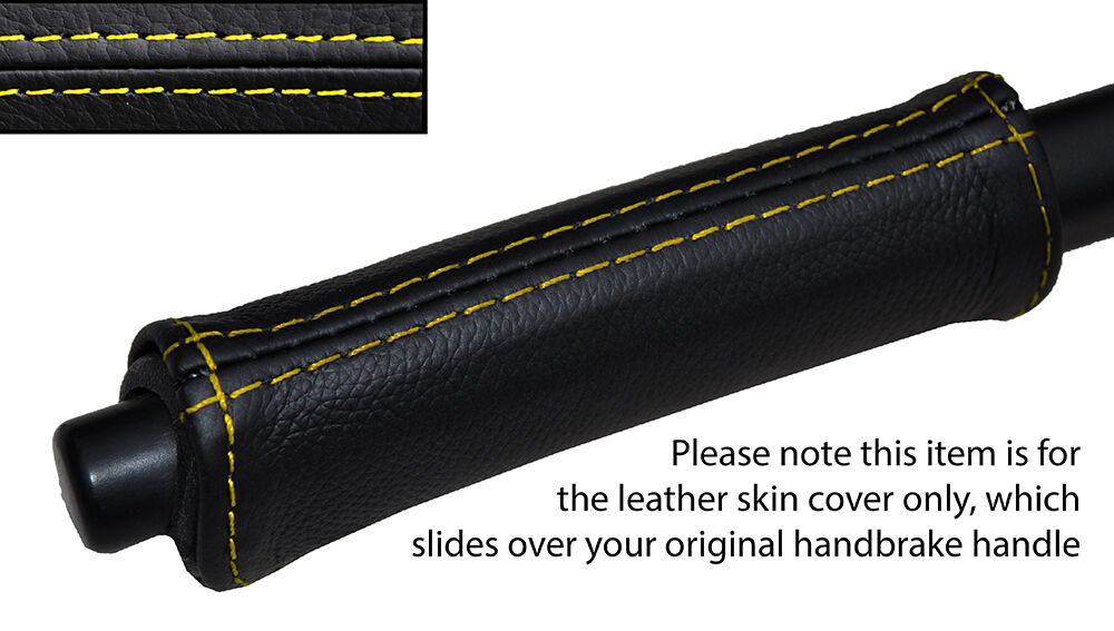 YELLOW STITCH HANDBRAKE HANDLE LEATHER SKIN COVER FITS SMART FORTWO 451 07-14