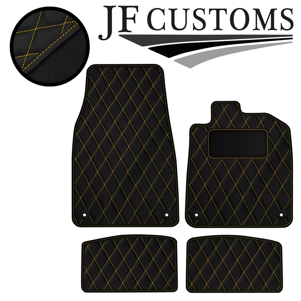 YELLOW DIAMOND STITCH VINYL 4XTAILORED FLOOR CARPET FOR PORSCHE TAYCAN 19-21 JF1