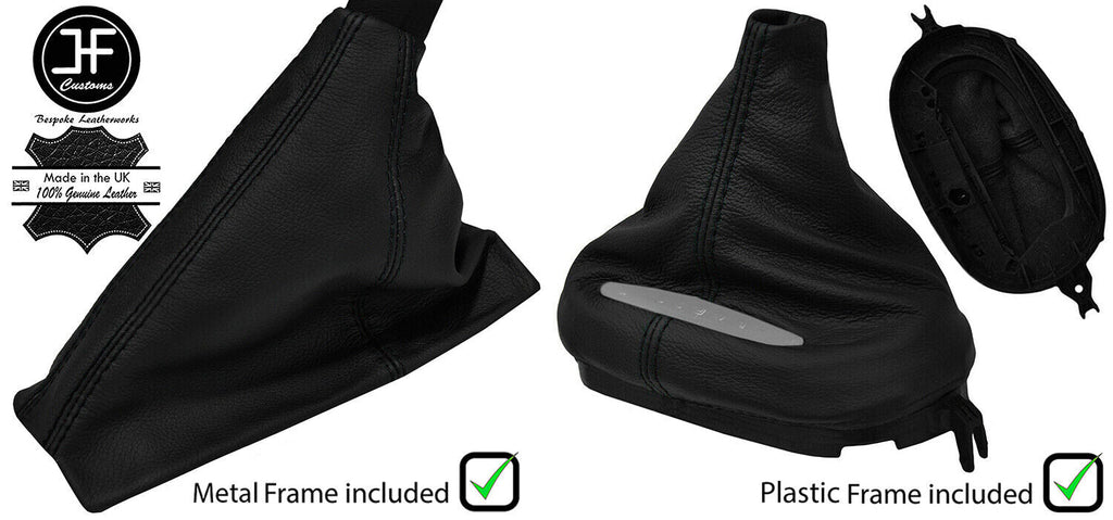 BLACK STITCH LEATHER AUTO GAITER SET + PLASTIC FRAME FOR CORVETTE C5 1997-2004