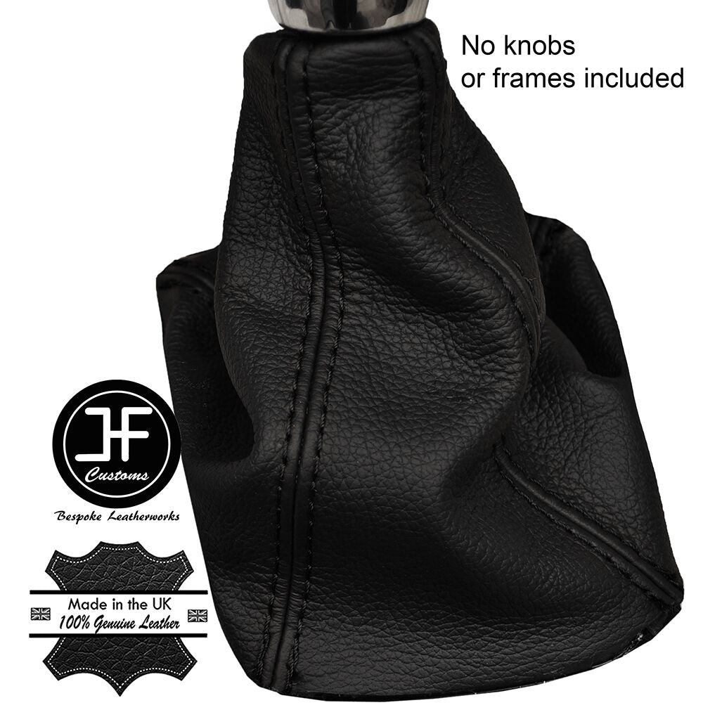 BLACK STITCHING MANUAL LEATHER GEAR GAITER FITS FORD ECOSPORT 2013-2017