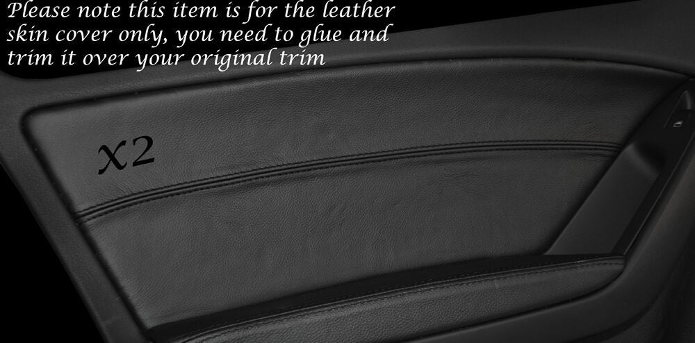 BLACK STITCH 2X FRONT DOOR CARD LEATHER SKIN COVERS FITS AUDI A4 B8 2007-2013