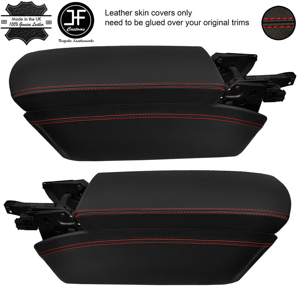 RED STITCH 2X CONSOLE SIDE TRIM & ARMREST LEATHER COVER FOR MERCEDES SL R230