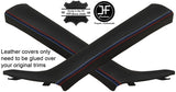 BLACK LEATHER TRI STITCH 2X A POST PILLAR COVERS FITS BMW 4 SERIES COUPE F32 82