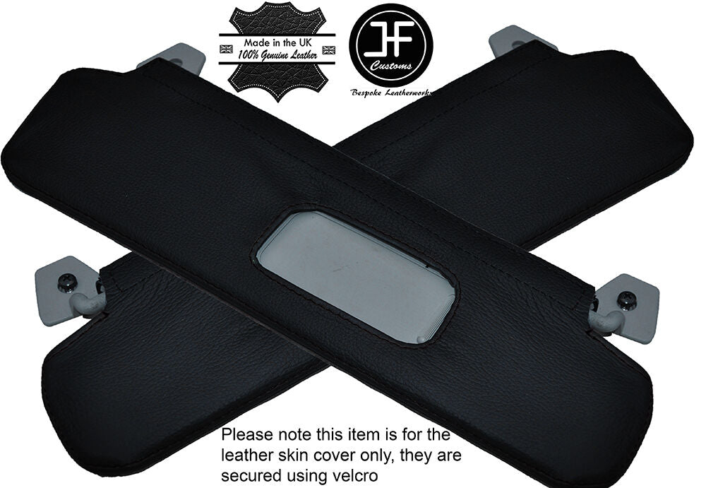 BLACK STITCHING 2X SUN VISORS LEATHER COVERS FITS CHRYSLER CROSSFIRE 2003-2008