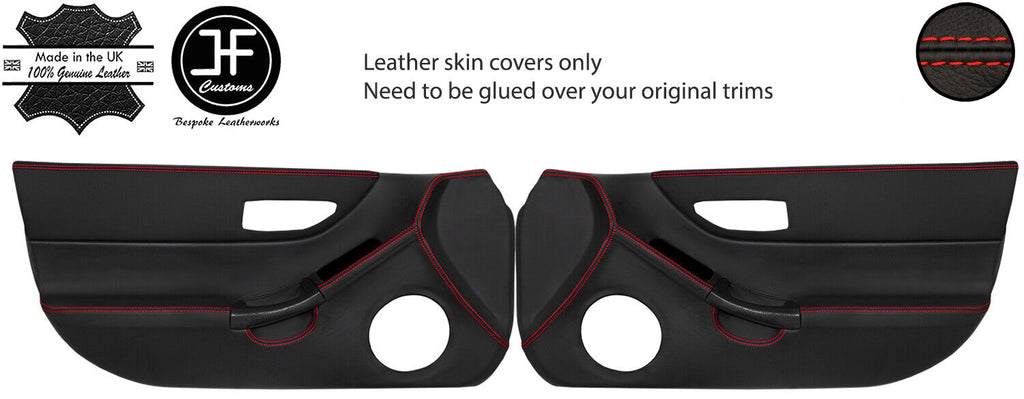 RED STITCH 2X FULL DOOR CARD REAL LEATHER COVERS FITS HONDA CRX DEL SOL 92-97