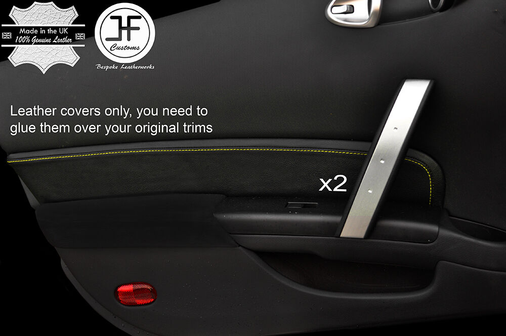 YELLOW STITCH 2X DOOR CARD TRIM LEATHER COVERS FITS 350Z Z33 2007-2009 FACELIFT