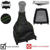 FITS MAZDA 323F 89-94 L GREEEN STITCH OVER-RUBBER LEATHER GEAR GAITER + FRAME