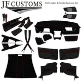 RED STITCH SUEDE+LEATHER COVERS FOR FORD MUSTANG 05-09 COUPE INTERIOR KIT