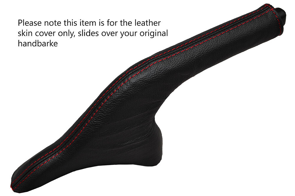 RED STITCHING LEATHER SKIN HANDBRAKE GAITER FITS KIA PICANTO 2011-2015