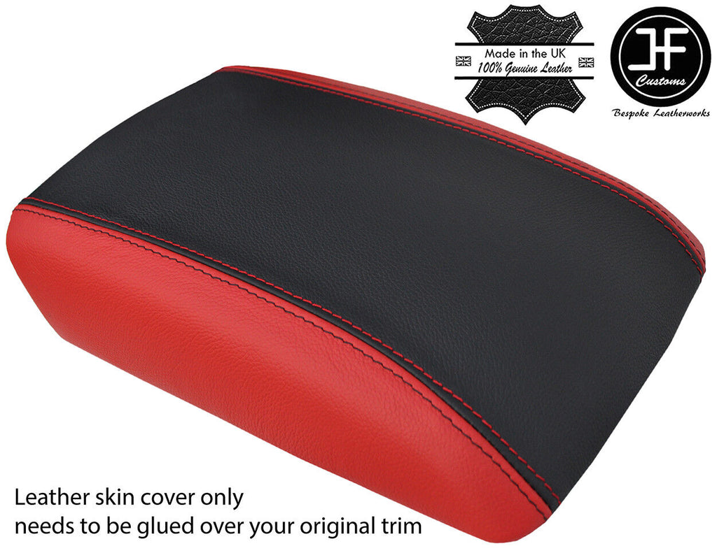 RED BLACK REAL LEATHER ARMREST LID COVER FITS FORD S MAX S-MAX 2015-2017