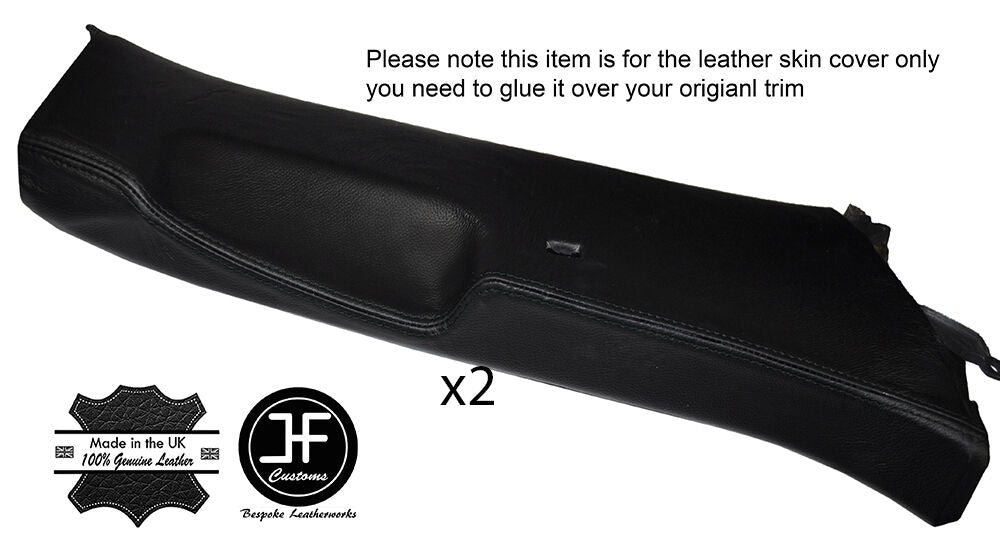 BLACK STITCH 2X LOWER B PILLAR LEATHER COVERS FITS VW GOLF MK5 V 04-09 5 DOOR