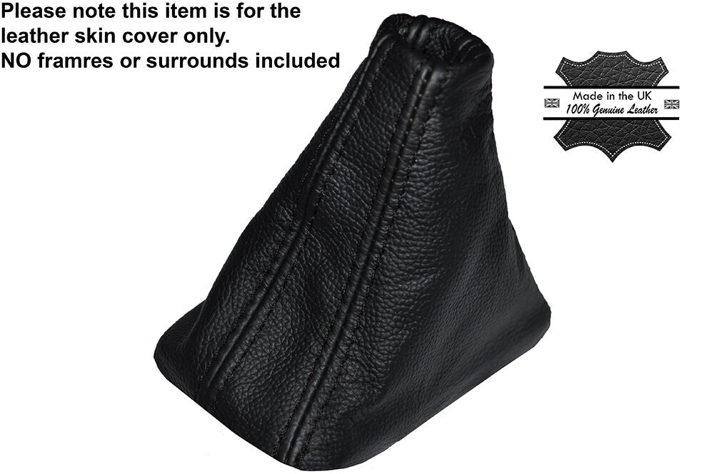 BLACK STITCH AUTO AUTOMATIC LEATHER SKIN GEAR GAITER FITS AUDI A1 S1 2010-2014