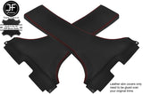 RED STITCH 2X LOWER B PILLAR LEATHER COVERS FOR MITSUBISHI LANCER EVO 10 X
