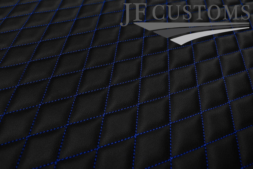 BLUE DIAMOND STITCH QUILTED VINYL  PADDED PANEL LUXURY PREMIUM 125CM X 85CM
