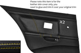YELLOW STITCH 2X REAR DOOR CARD LEATHER COVERS FITS BMW E36 SALOON SEDAN 91-98