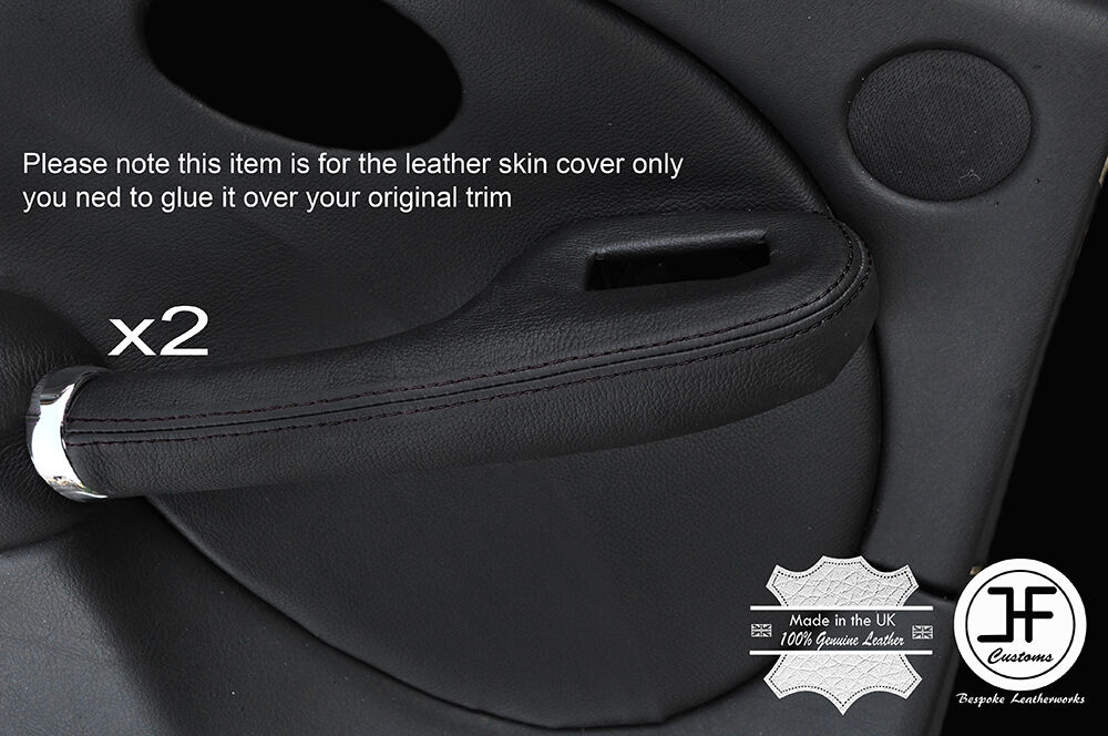 BLACK STITCH 2X REAR FULL DOOR HANDLE LEATHER COVERS FOR  ROVER 75 & MG ZT 99-05