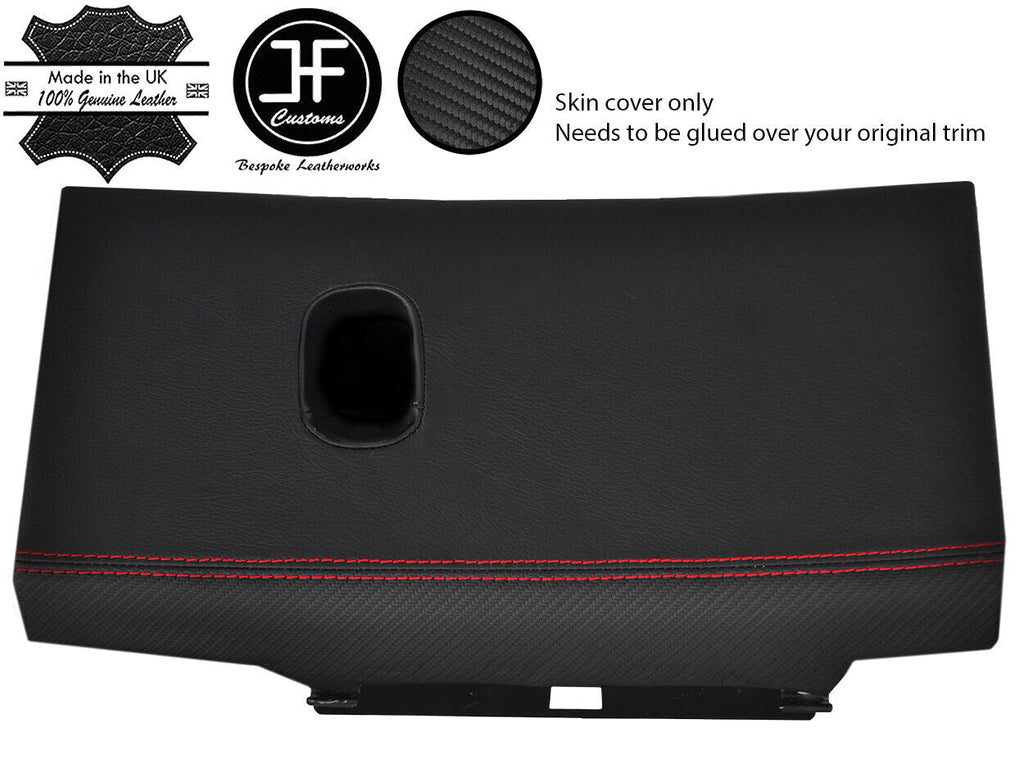 RED STITCH LEATHER & CARBON VINYL GLOVE BOX LID COVER FITS CORVETTE C6 05-13