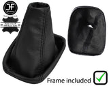 BLACK STITCH LEATHER GEAR GAITER + PLASTIC FRAME FOR VAUXHALL OPEL ADAM 12-18